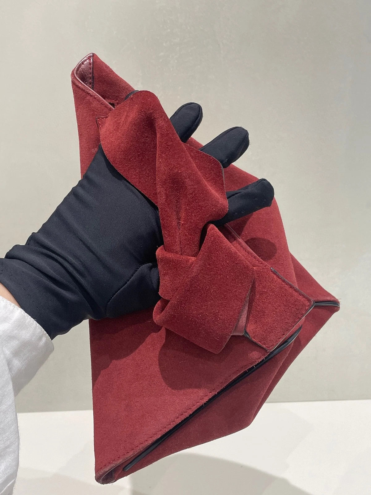 Loewe Leather Red Brown Bow Triangle Clutch For Women
