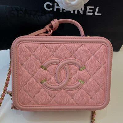 Chanel Vanity Case Small Pink Gold Hardware Calfskin Shoulder Crossbody Bag