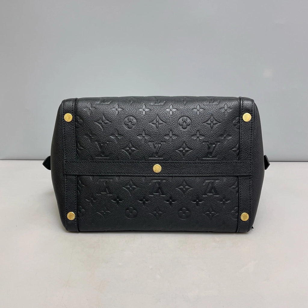 Authentic Louis Vuitton Marais Calfskin Monogram Top Handle Bag Black GHW