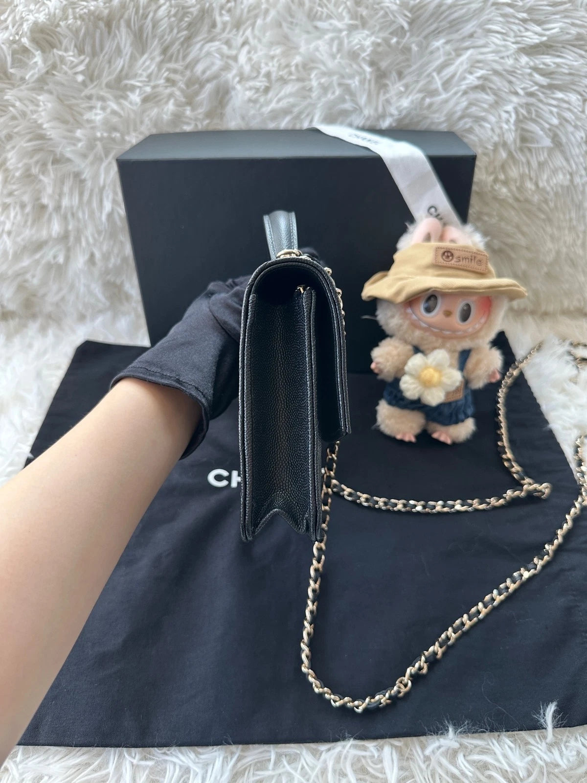 CHANEL Grained Leather Backpack Handbag Shoulder Bag For Women