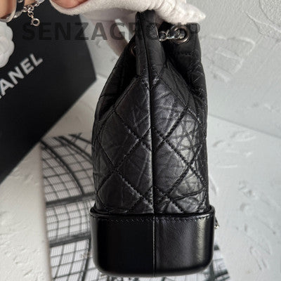 Chanel Quilted Black Silver Gabrielle Backpack Small Women Classic Fashion