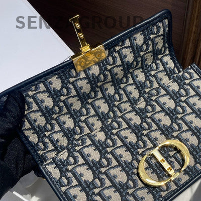 Dior Small Montaigne 30 Blue Oblique Chain Shoulder Crossbody Bag