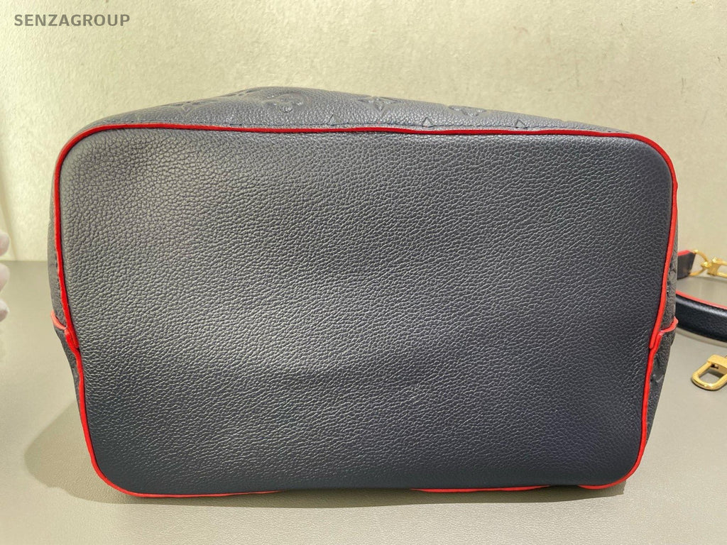 Louis Vuitton Neonoe MM Monogram Bucket Top Handle Bag Crossbody Blue Gold Women