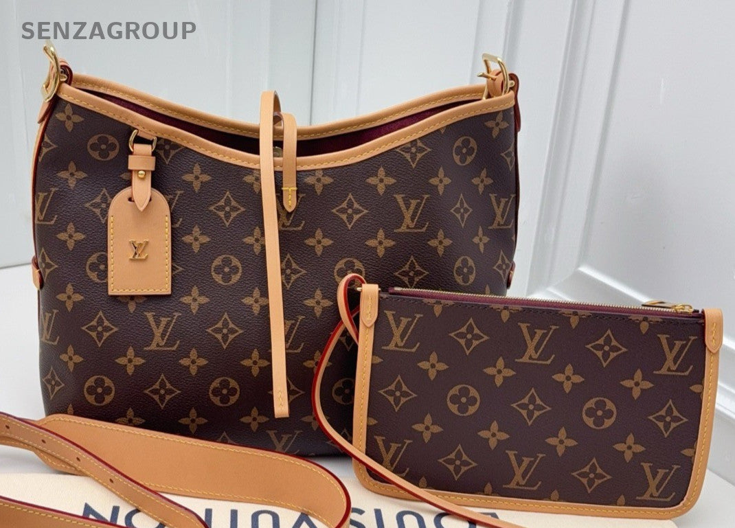 Louis Vuitton Carryall PM Monogram Shoulder Bag Brown Gold Women Classic