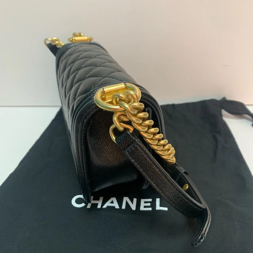 CHANEL Boy Caviar Leather Shoulder Bag For Women
