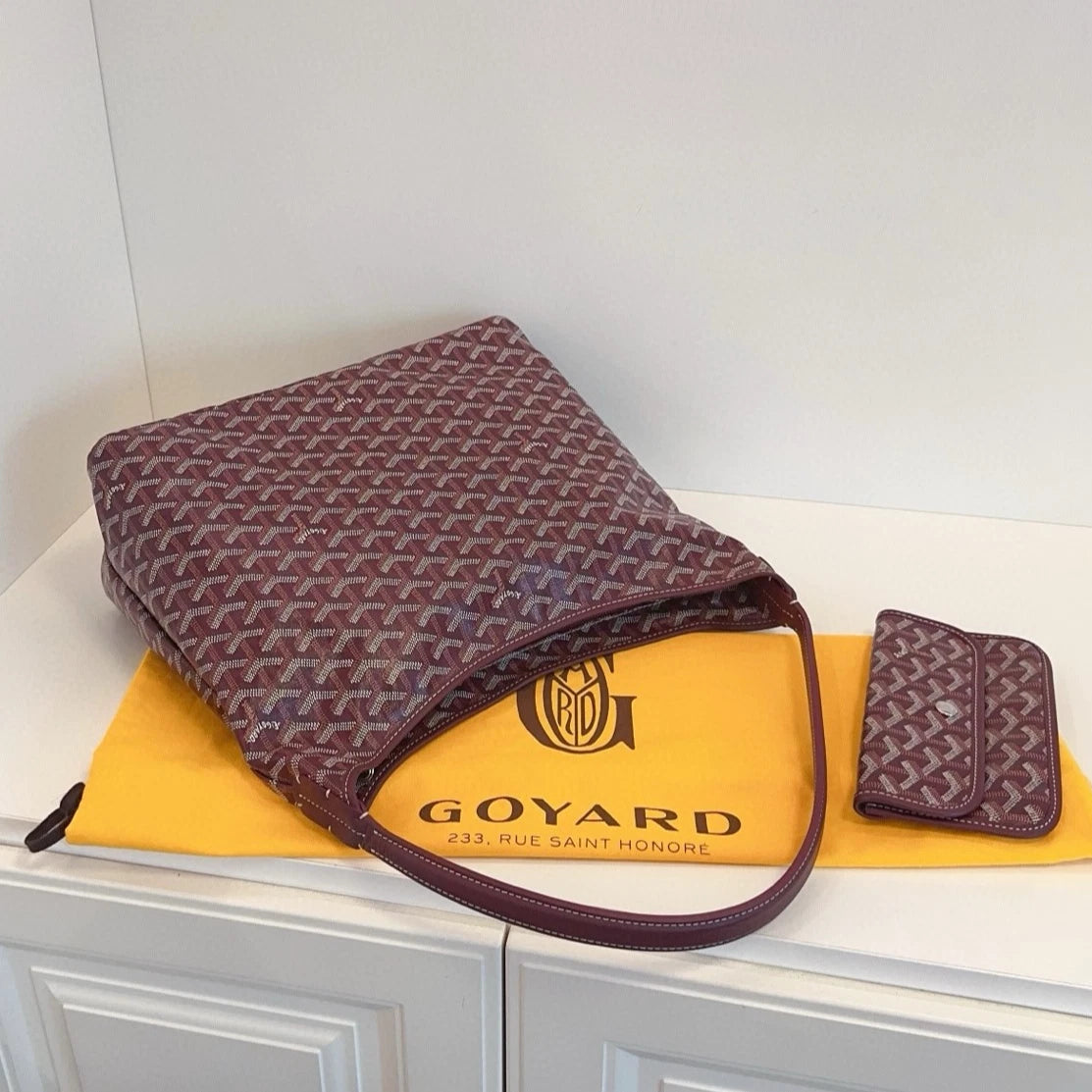 Goyard Boheme Hobo Shoulder Bag Red Silver Used Women Classic