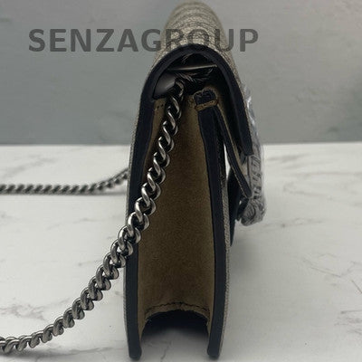 Gucci Dionysus Mini Chain Bag Brown Suede GG Supreme Silver Hardware