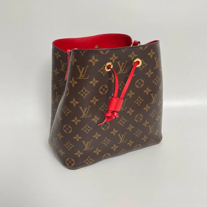Louis Vuitton Neonoe Monogram Canvas Medium Red Bucket Bag For Women