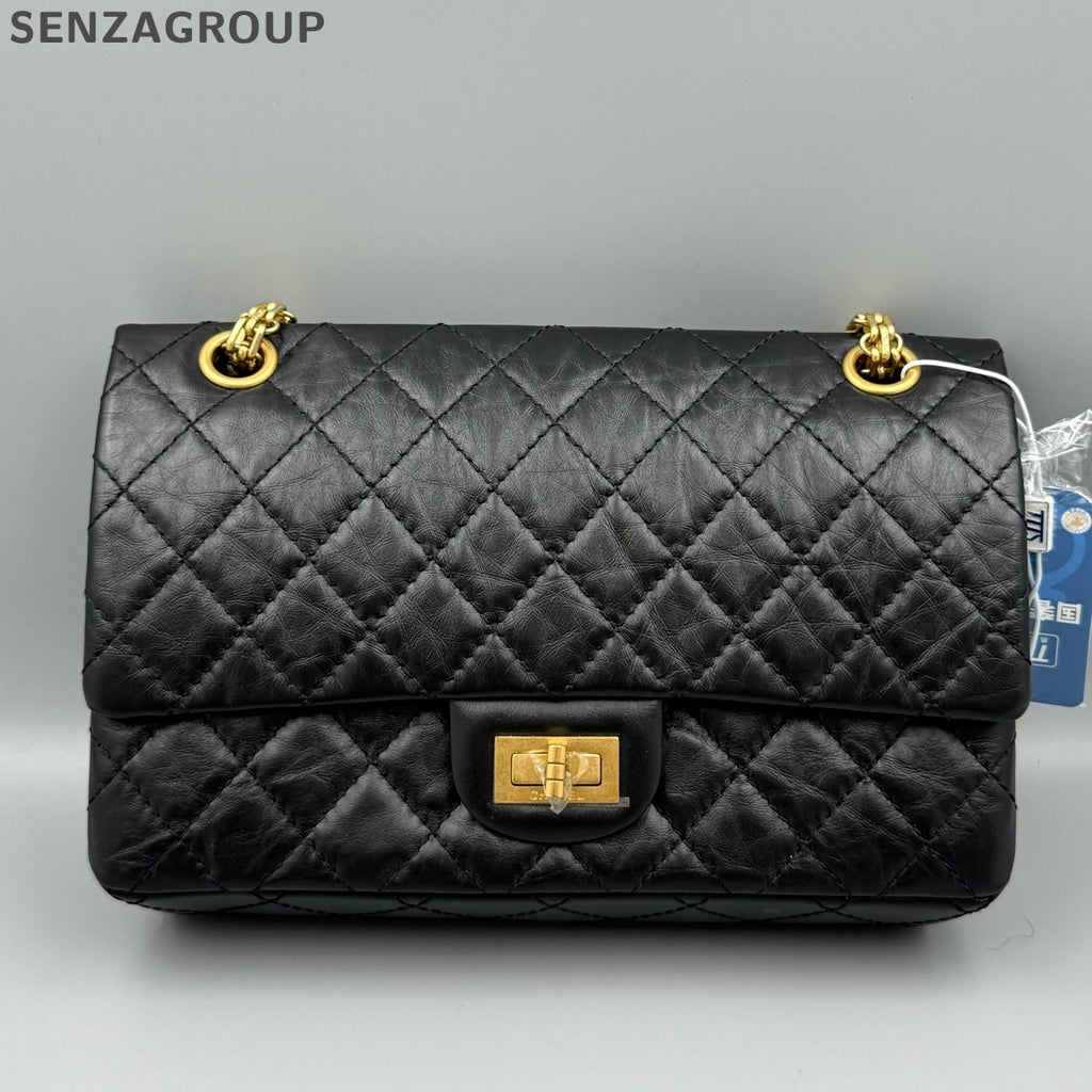 Chanel 2.55 Small Black Caviar Gold Chain Shoulder Bag Classic