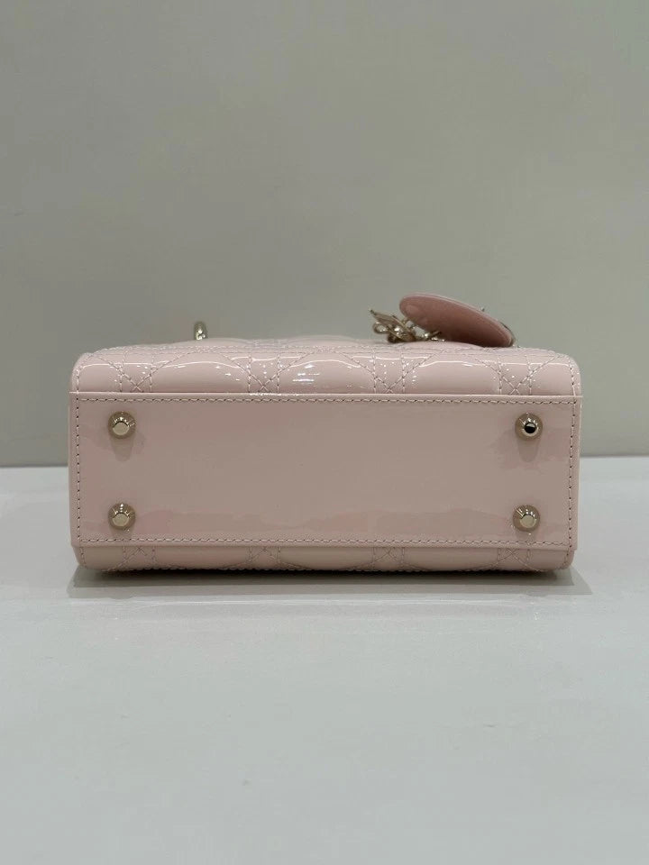 Dior Lady Dior Leather Pink Top Handle Excellent