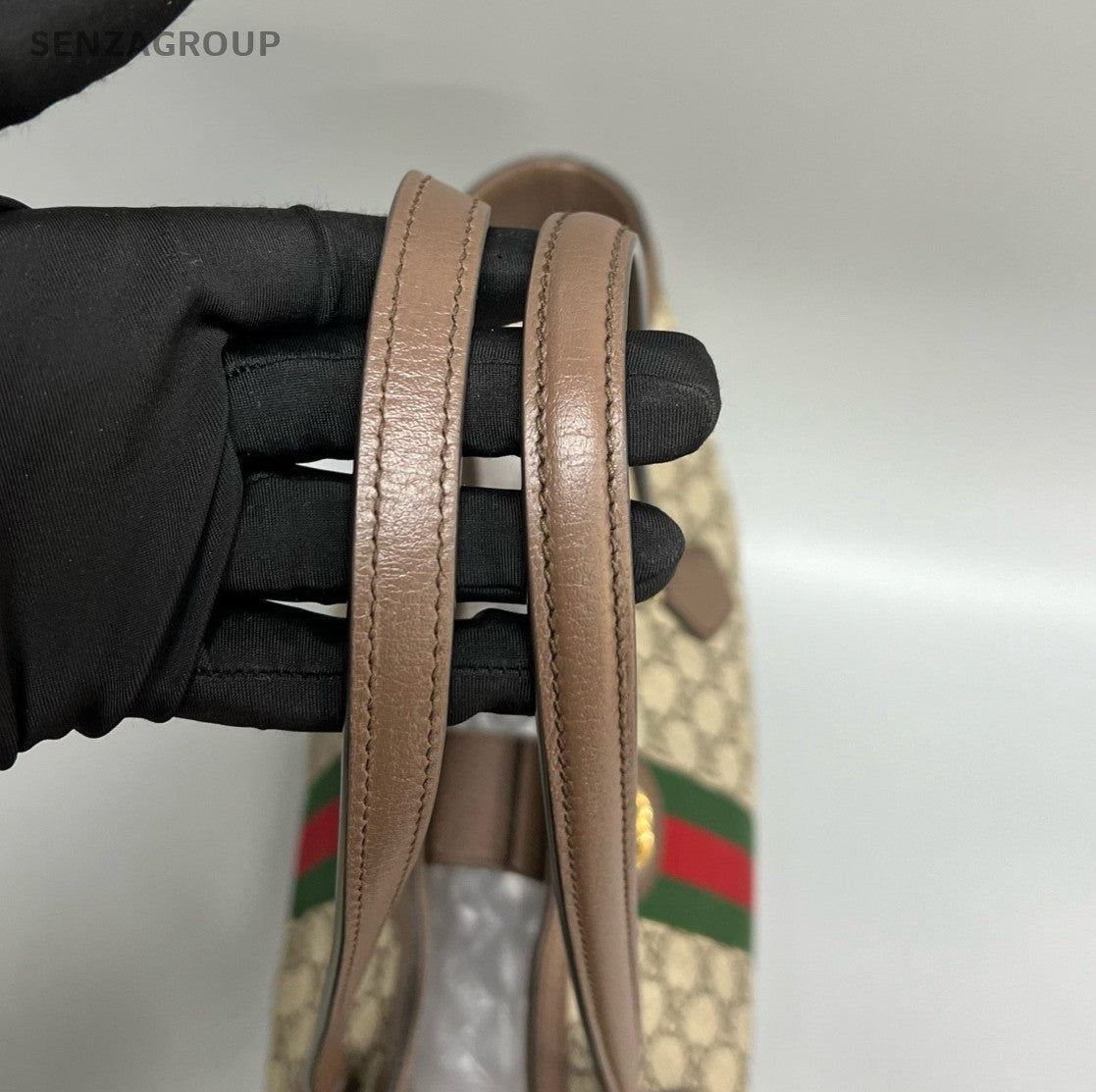 Gucci Ophidia MM Tote Shoulder Bag Beige Gold Women Classic