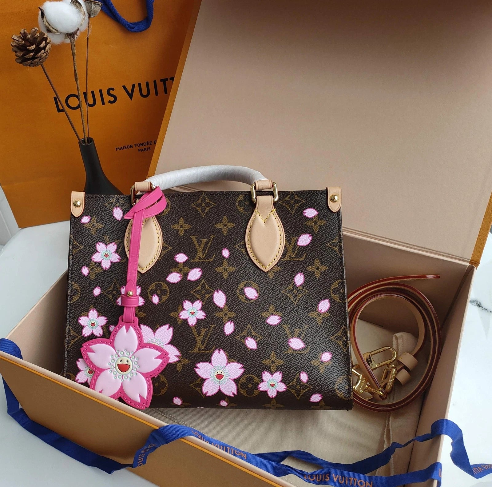 Louis Vuitton x Takashi Murakami Sakura OnTheGo Small Tote Bag For Women