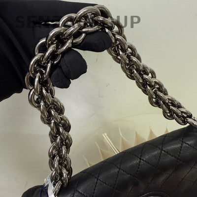 Chanel Black Silver Pig Nose Chain Shoulder Bag - Women's Fashion