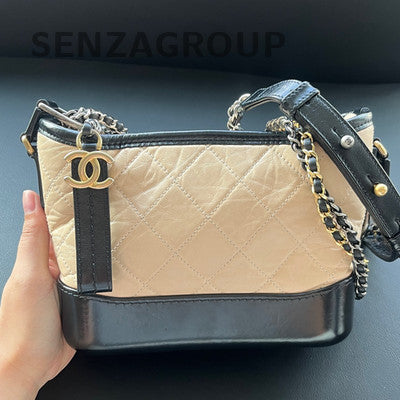 Chanel Gabrielle Small Chevron Chain Shoulder Crossbody Bag Beige