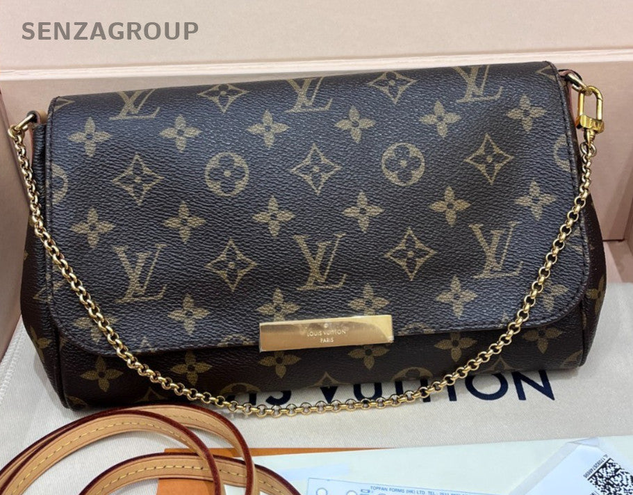 Louis Vuitton Favorite MM Monogram Chain Shoulder Bag Crossbody Brown Gold Women
