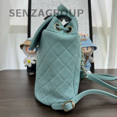 Chanel Vanity Case Blue Silver Calfskin Backpack Classic Fashion Women