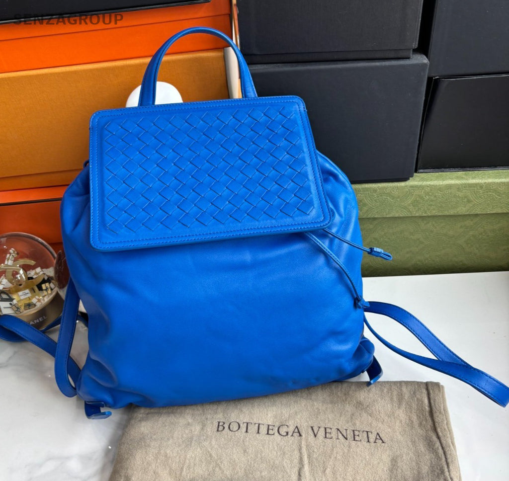 Bottega Veneta Weaving Calfskin Backpack Top Handle Drawstring Shoulder bag Blue