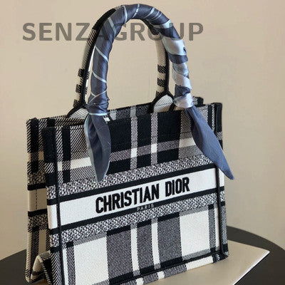 Dior Small Book Tote Bag in Black & White - Women's Fashion Tote