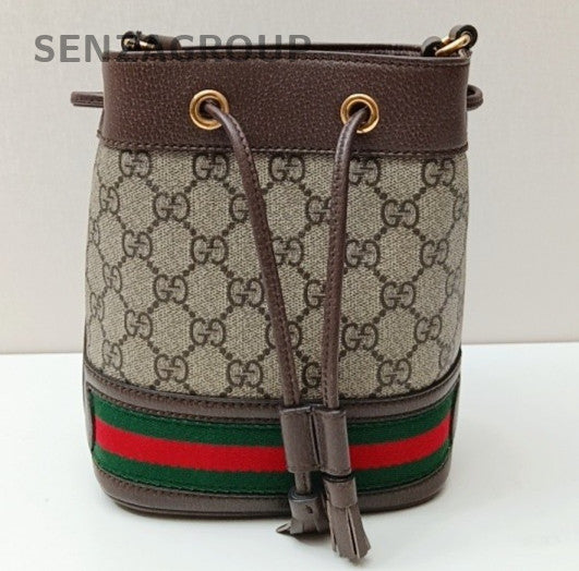 Gucci Ophidia Bucket Brown Gold Shoulder Bag Crossbody Women Classic