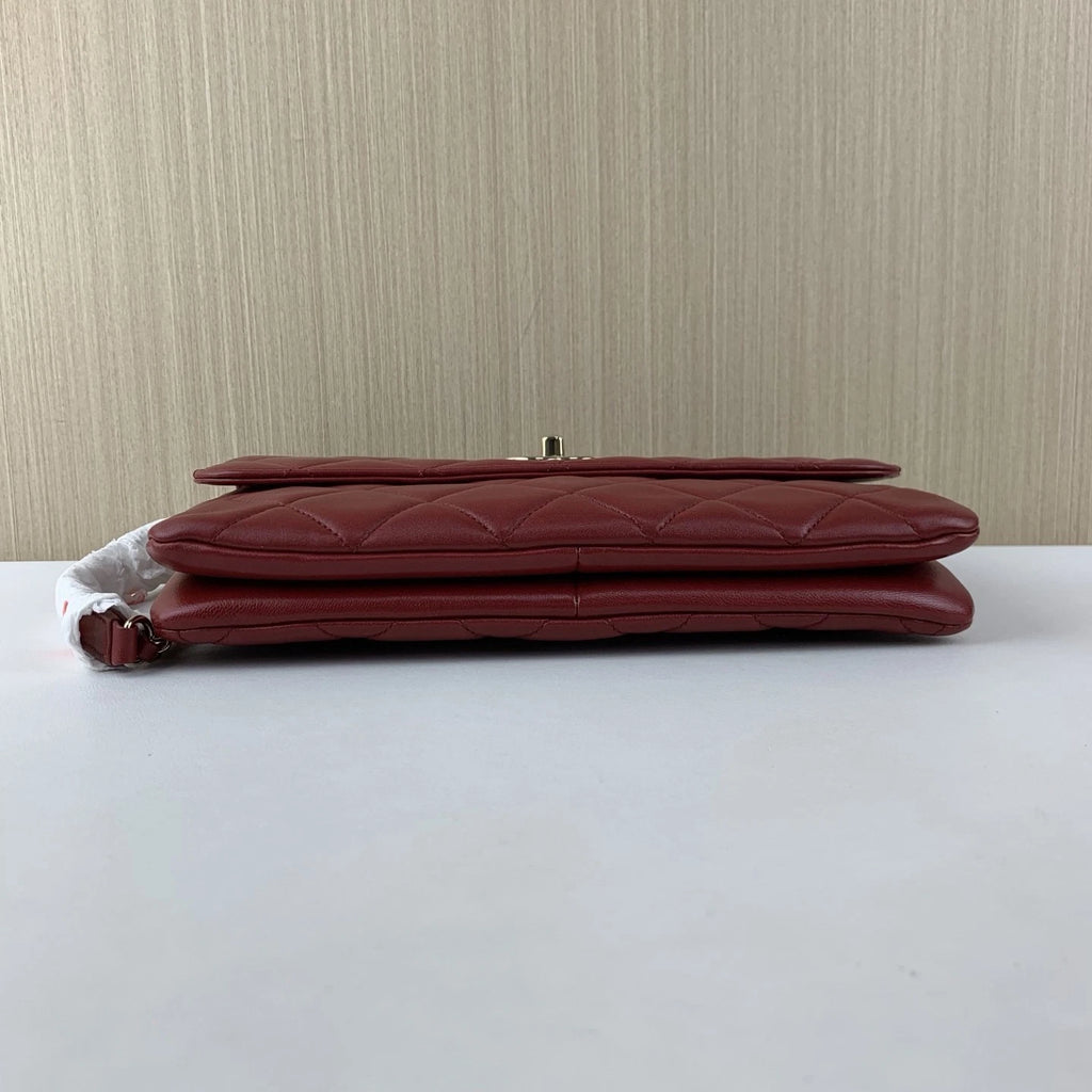 Chanel Classic Flap Accordion Shoulder Bag Red Lambskin