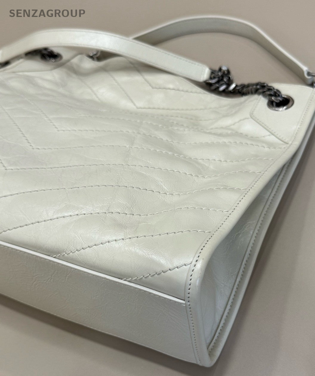 YSL Saint Laurent shoppingbag Tote Shoulder Bag White Women