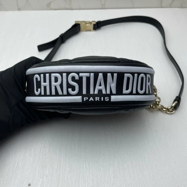 Authentic Dior Black Leather Mini Vibe Hobo Shoulder Bag For Women