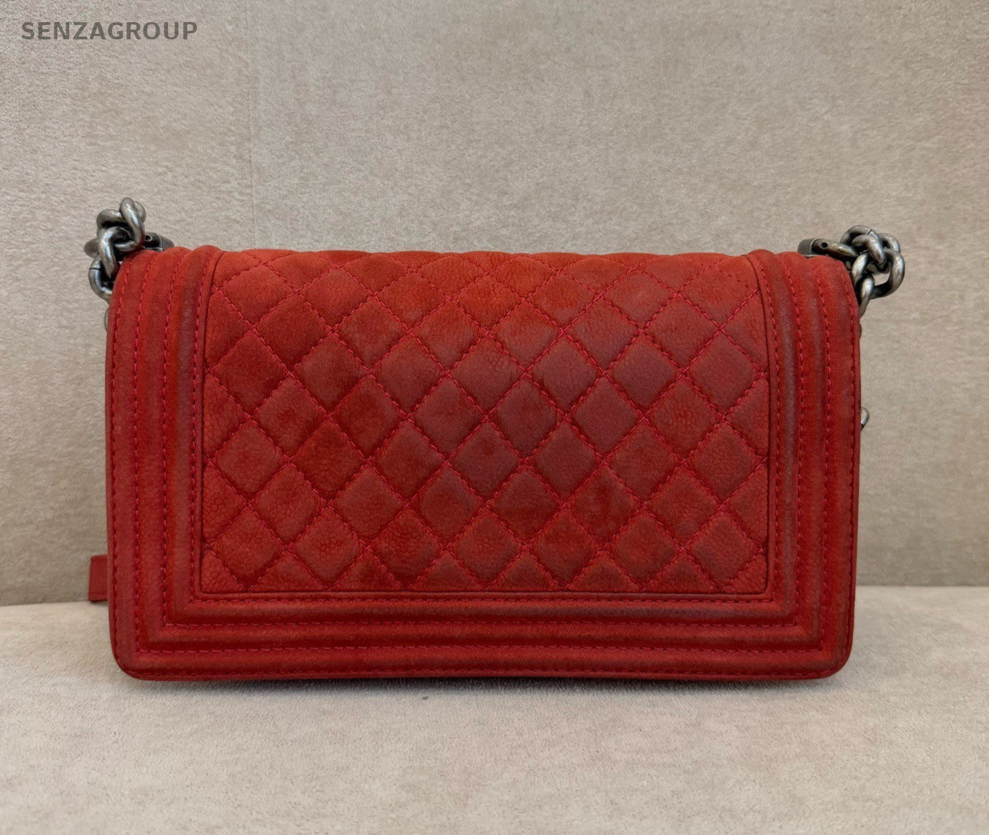 CHANEL Leboy MM Chain Shoulder bag Red Silver Women