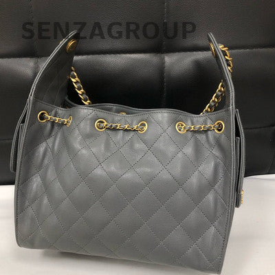 Chanel Classic Small Flap Bag Grey Gold Chain Shoulder Crossbody Women