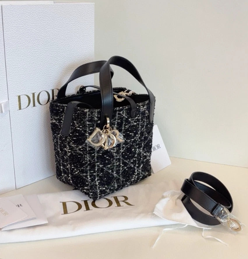 Christian Dior Toujours PM Tote Top Handle Bag Shoulder Bag Black Women Fashion