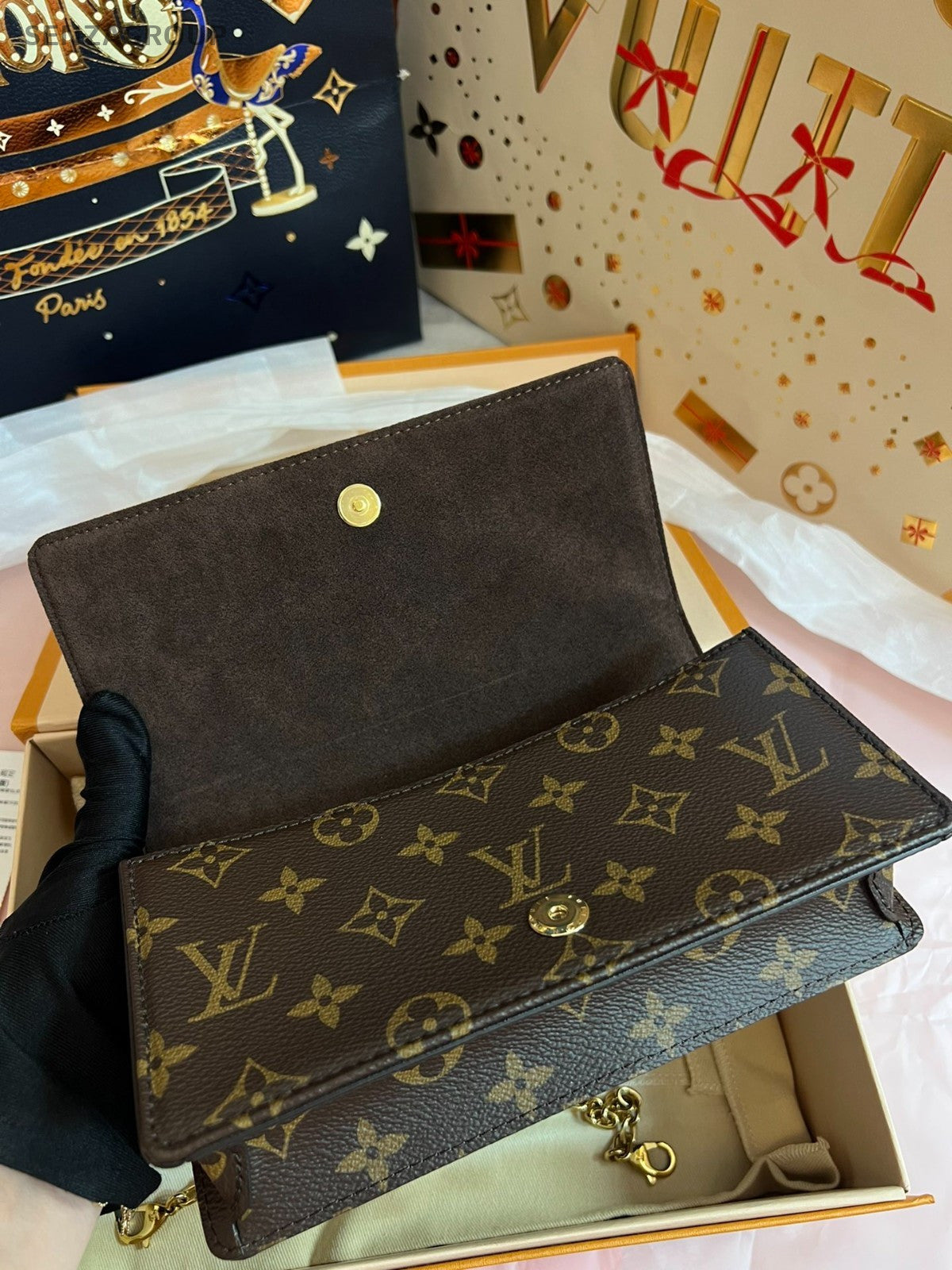 Louis Vuitton Lily Woc Monogram Chain Shoulder bag Brown Chip Version Brand NEW