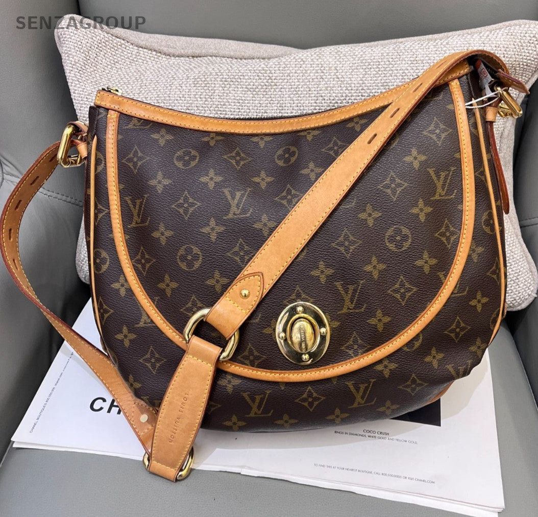 Louis Vuitton Tulum Monogram Crossbody Shoulder Bag Brown Gold Women Classic