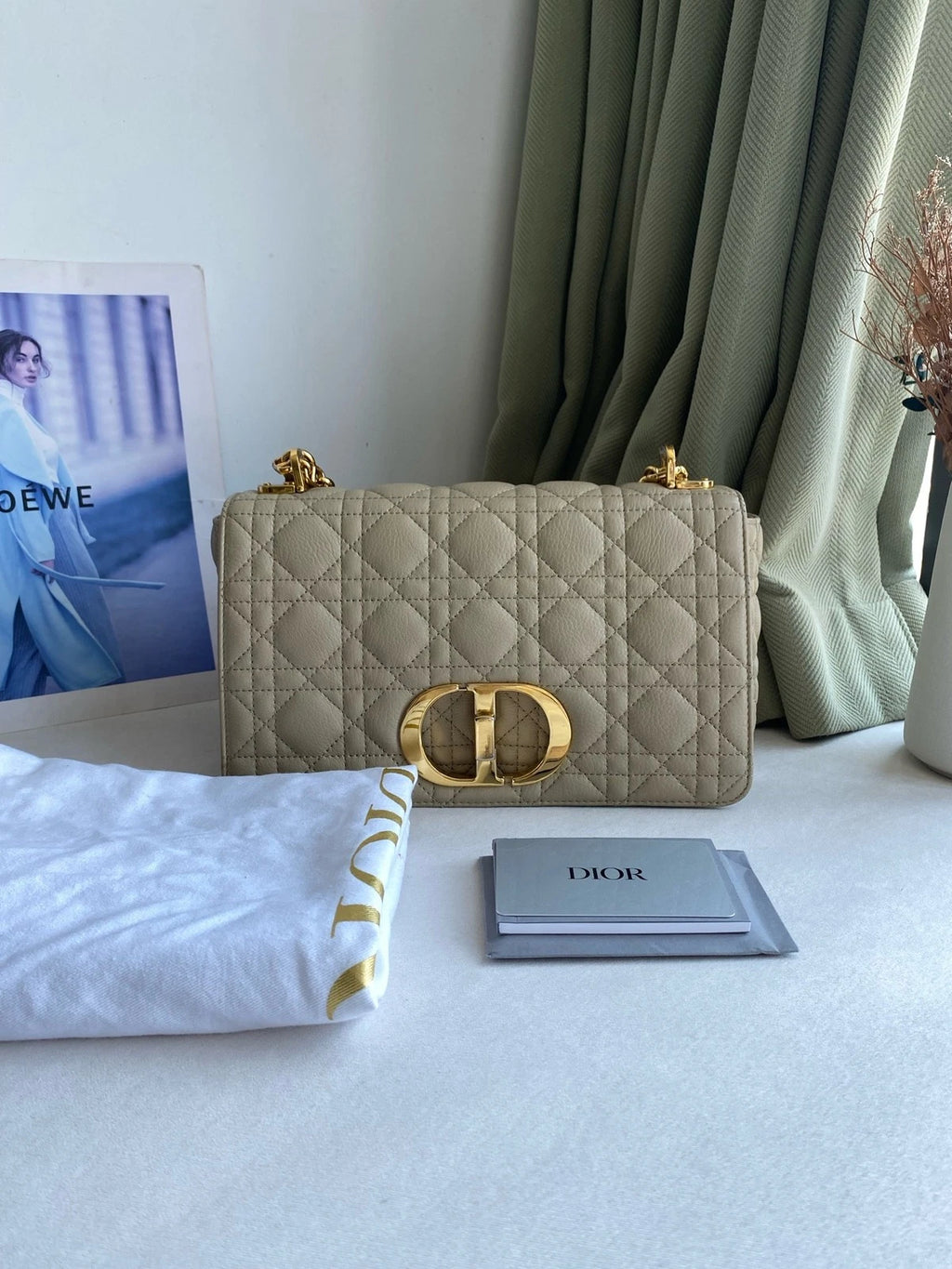 Dior Medium Beige Calfskin Caro Shoulder Crossbody For Women