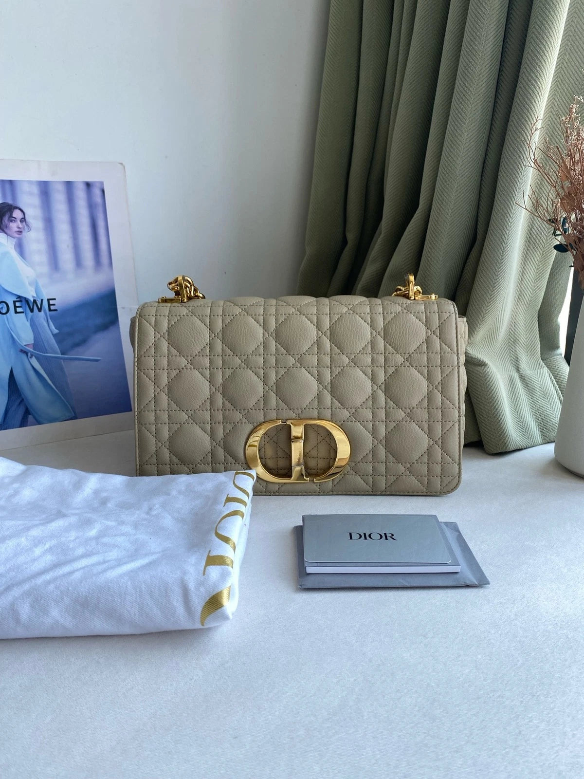 Dior Medium Beige Calfskin Caro Shoulder Crossbody For Women