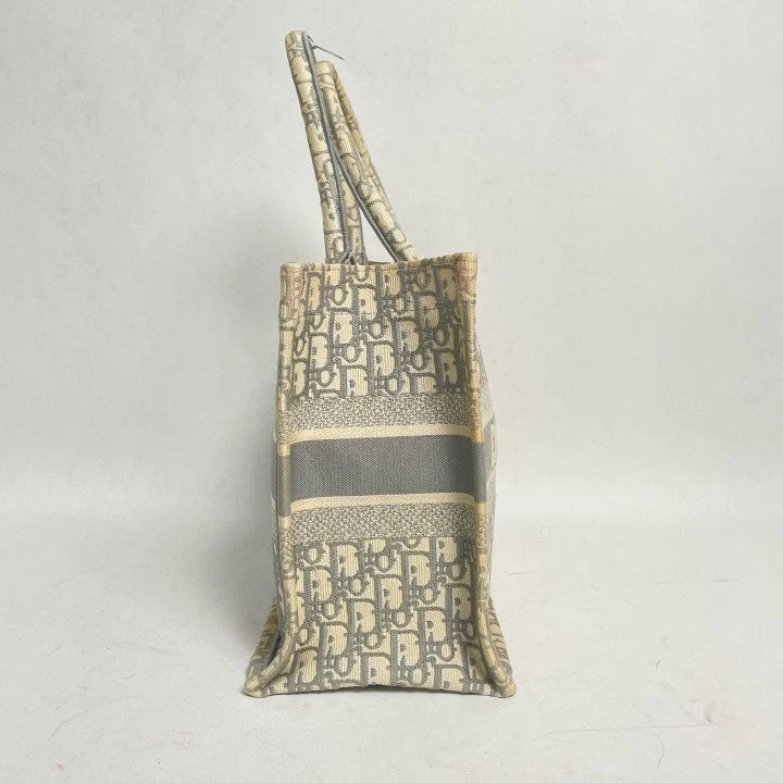 Dior Book Tote Canvas Gray Tote Bag Excellent