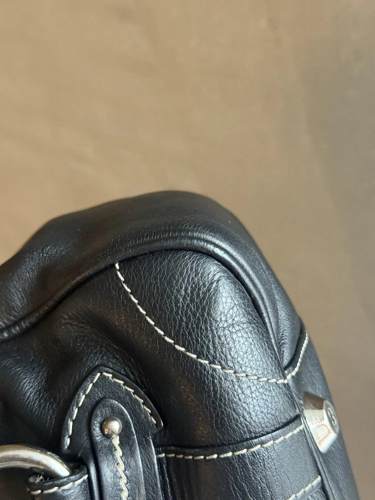 Christian Dior Calfskin PM Shoulder Bag Black Silver Hardware Women Classic