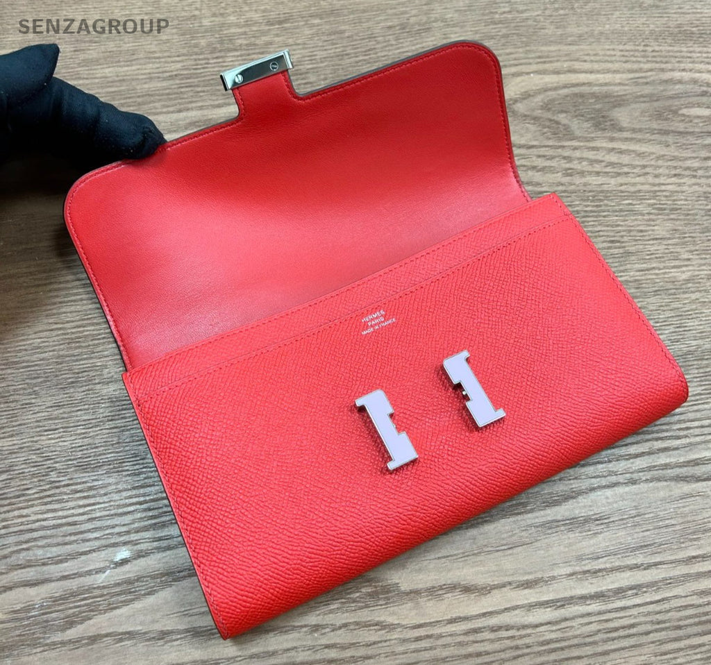 Hermes Constance Wallet Heart-shaped red enamel Epsom Leather Women