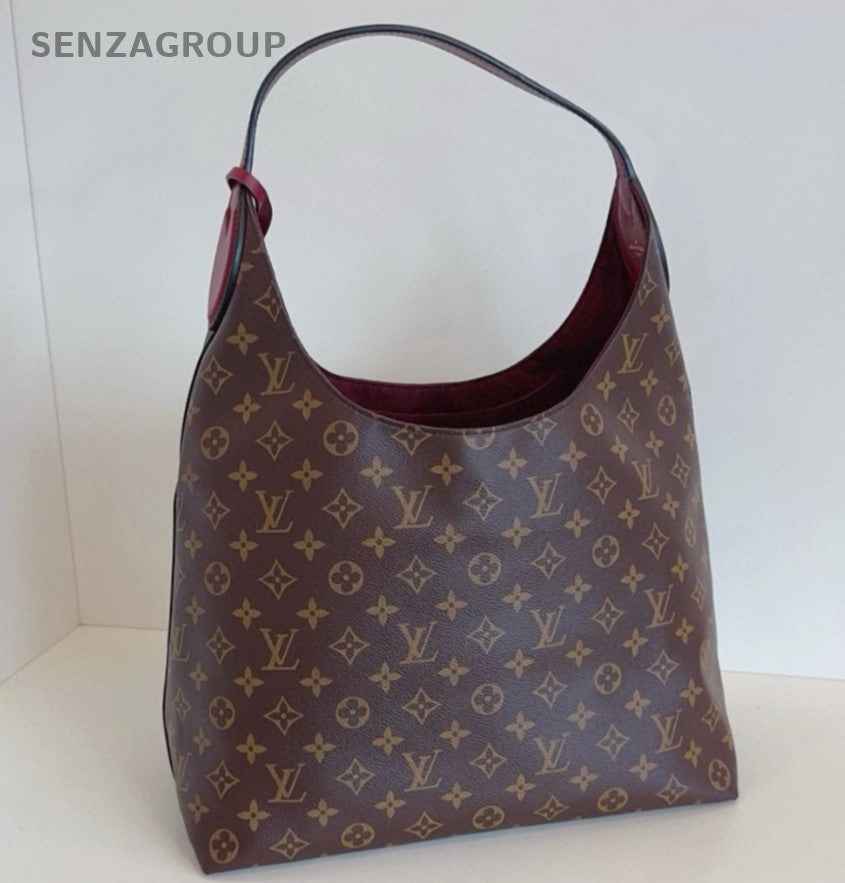 Louis Vuitton Flower Monogram Hobo Shoulder Bag Brown Gold Women Classic