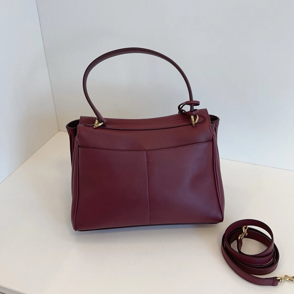 Excellent Balenciaga Rodeo PM 2Way Red Top Handle Bag Crossbody Gold Hardware