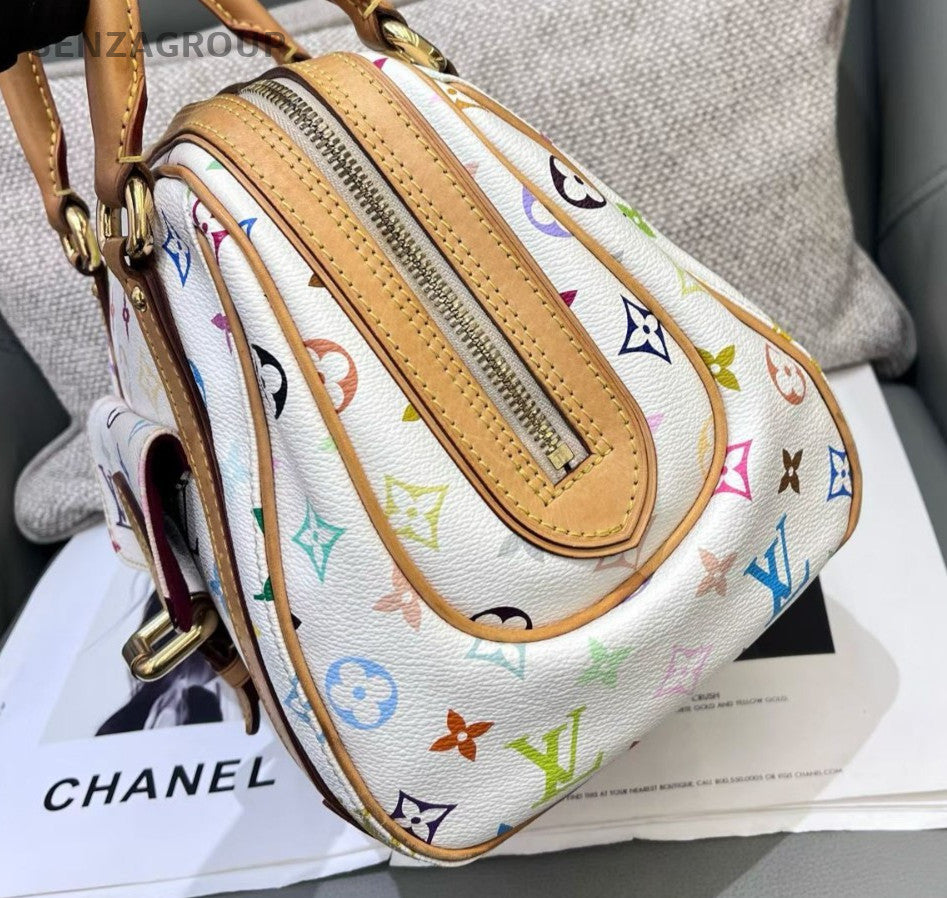 Louis Vuitton Monogram White Multicolor Top Handle Bag Women Classic Fashion