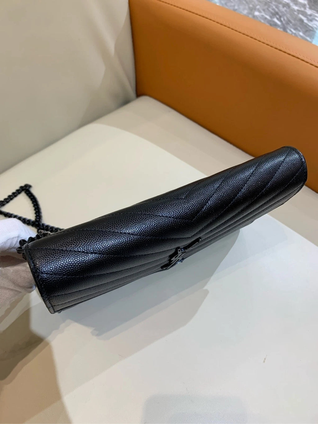 YSL SoBlack Black Matelasse Mini Envelope Crossbody Bag For Women