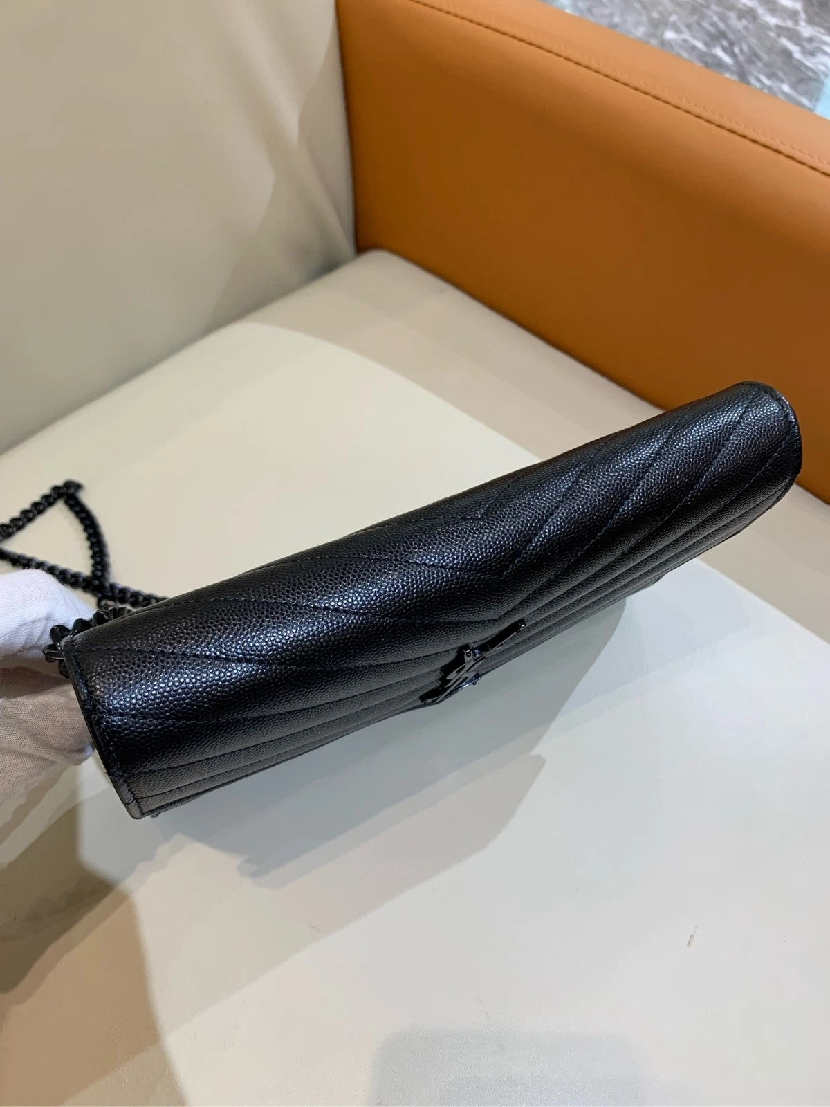 YSL SoBlack Black Matelasse Mini Envelope Crossbody Bag For Women