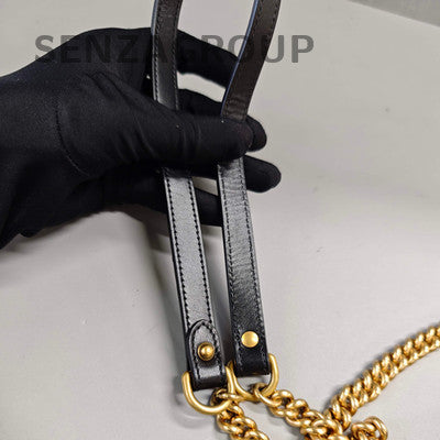 Gucci Black Gold Marmont 22 Chain Shoulder Crossbody Bag Women's Classic