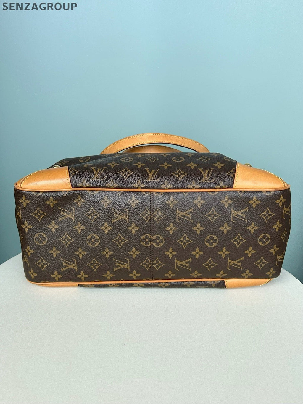 Louis Vuitton Monogram Tote Top Handle Crossbody Brown Gold Women Classic