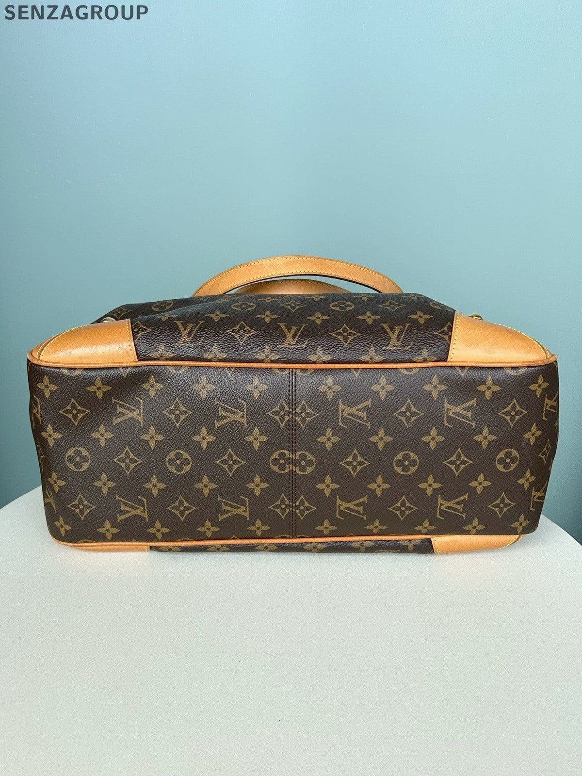 Louis Vuitton Monogram Tote Top Handle Crossbody Brown Gold Women Classic
