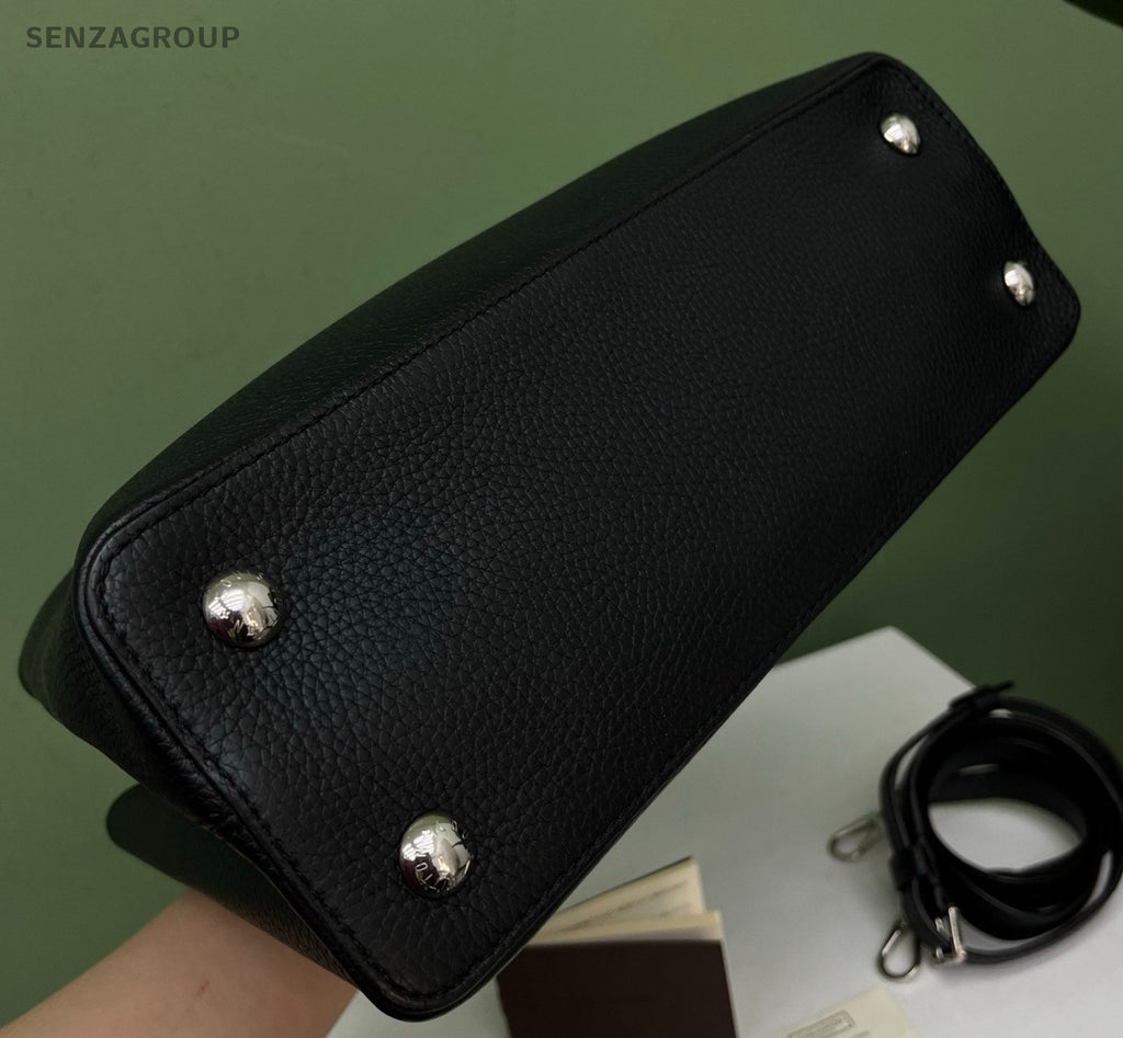 Louis Vuitton Capucines 2Way Top Handle Bag Crossbody Black Silver Women Classic