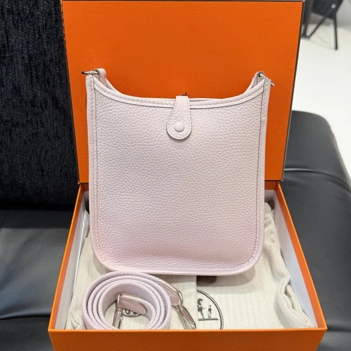 Hermes Evelyne16 Mini TC Leather Shoulder Bag Crossbody Purple Silver Women D