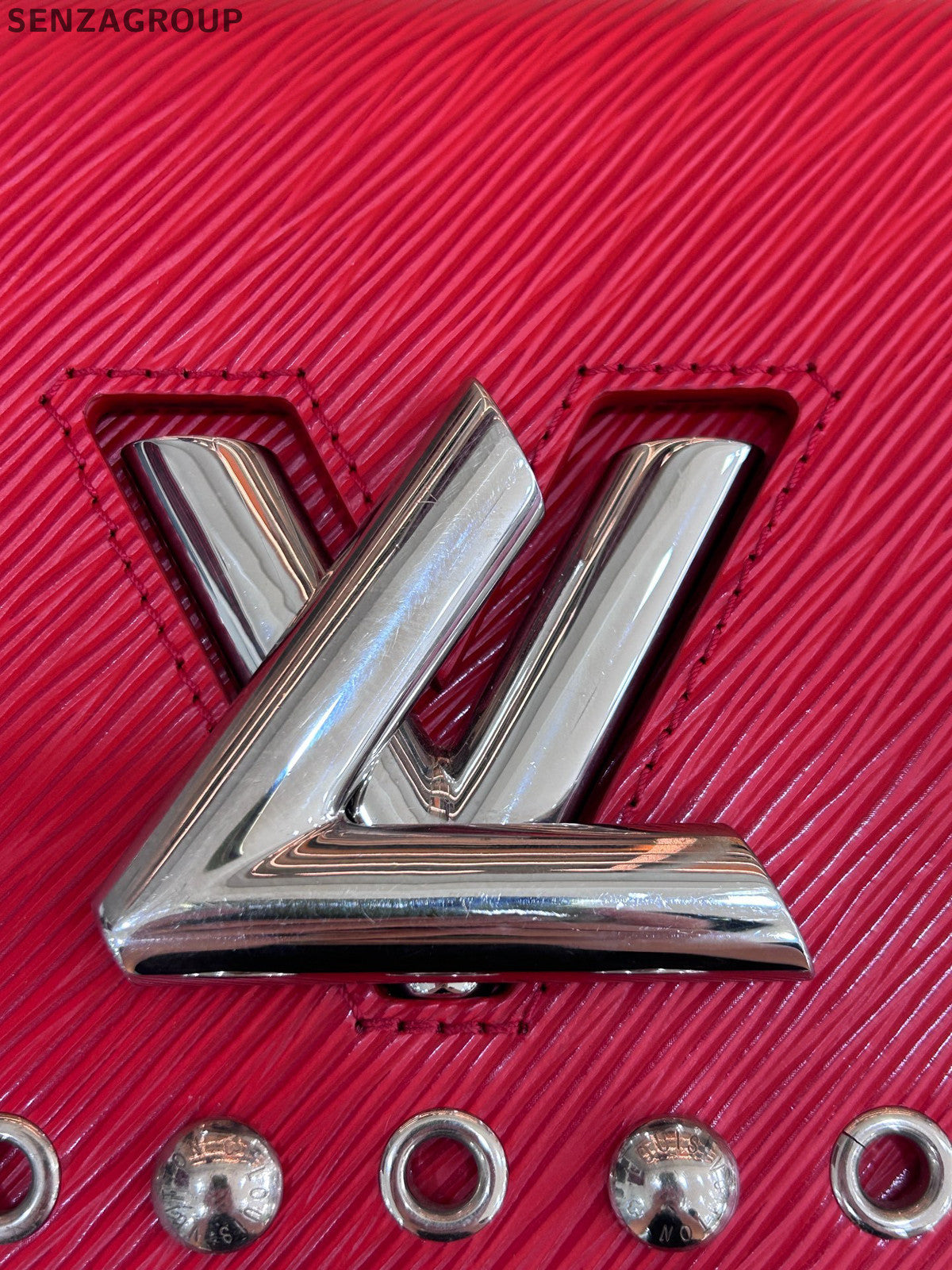 Louis Vuitton Epi Leather Twist MM Chain Bag Red Silver