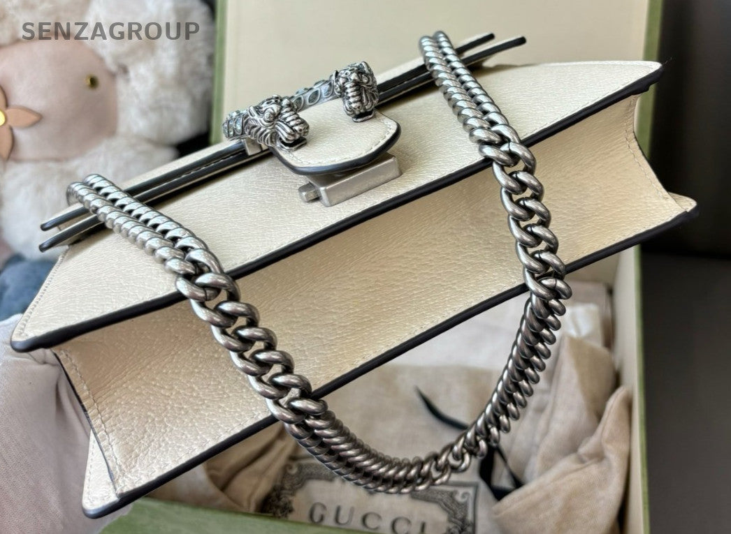 GUCCI Dionysus PM Chain Shoulder bag Crossboyd White Women Almost Brand NEW