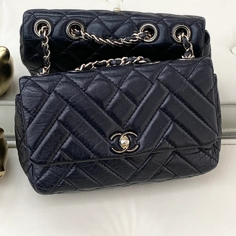 Chanel Classic Flap Mini Lambskin Shoulder Crossbody Bag Black Gold Women S