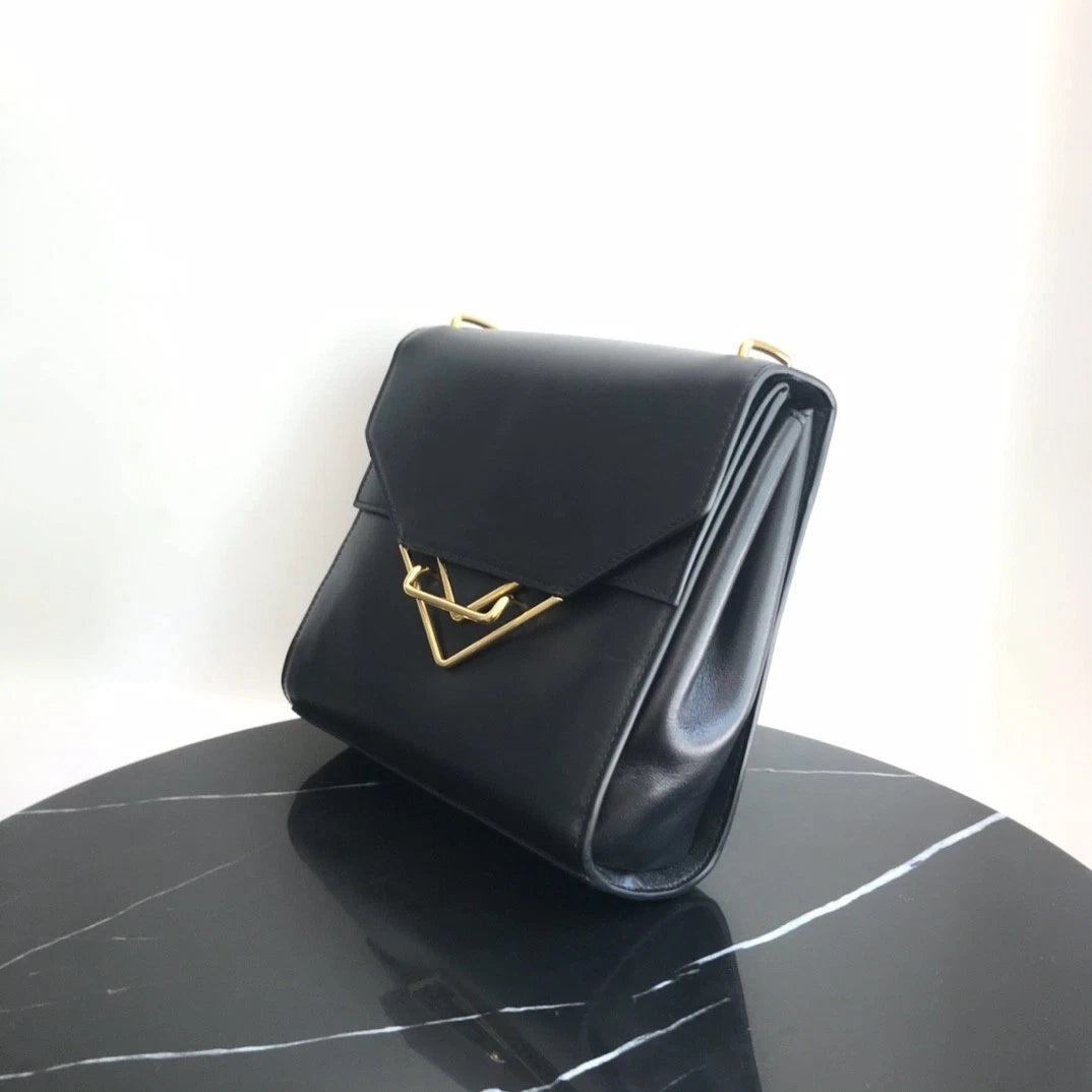 Bottega Veneta Calfskin 2Ways Shoulder Crossbody Bag Black Gold Hardware Women S